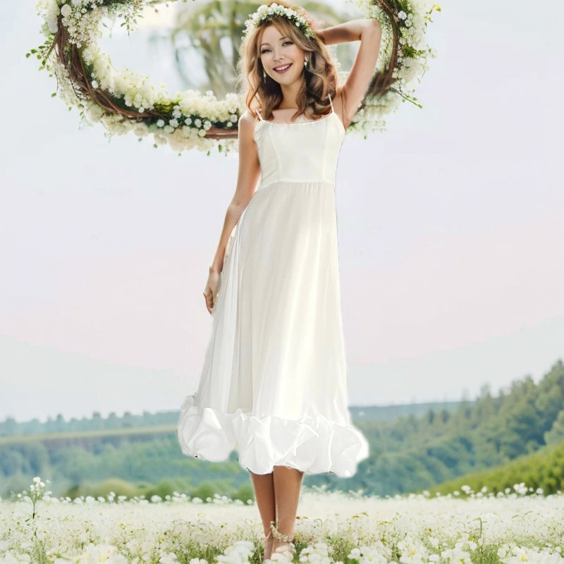Bridesmaid Dresses One-letter collar dress sexy high waist