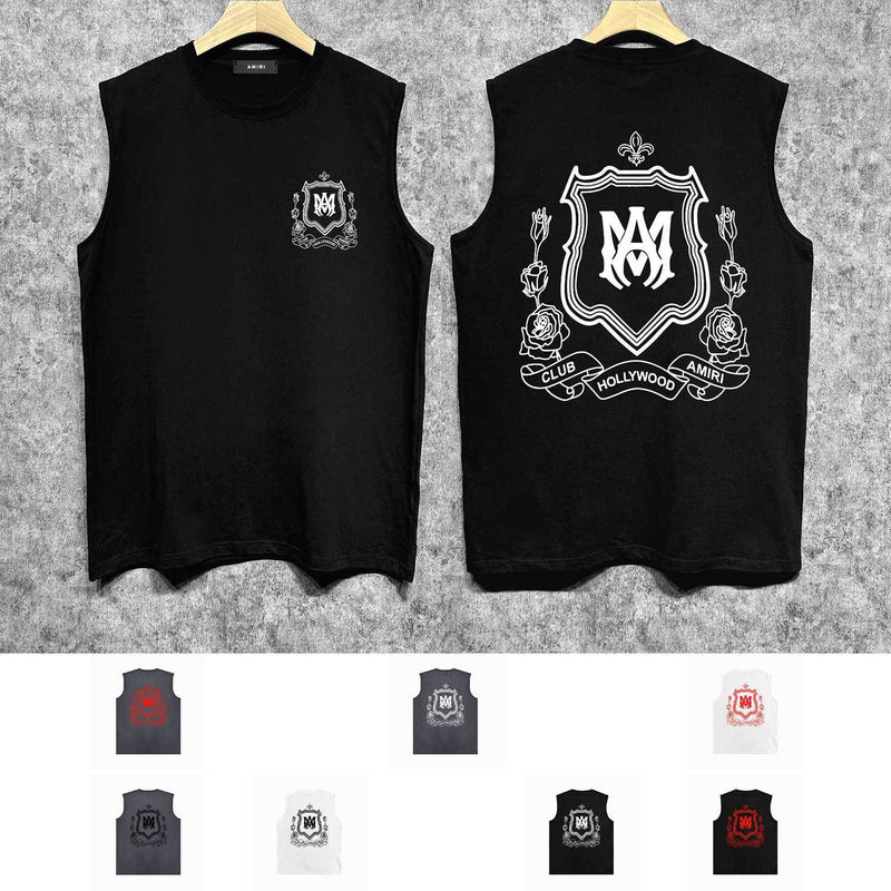 Amiri tank top flower shield printing