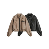 Unisex Pu Jacket Vintage Distressed PU Leather Jacket Clothes