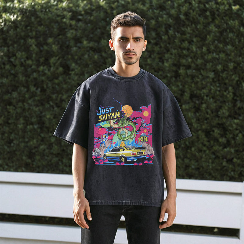 Mens Vintage T Shirt Washed and Old Short Sleeve T-Shirt