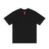 Vlone T Shirt Character Print Short Sleeve T-shirt Men and Women Couple High Street Wide Loose Large V Half Sleeve