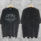 Amiri washed t-shirt damaged spider printing short sleeve