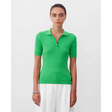 Women Work Business Casual Sweats Slim Fit Polo Sweater with Short Sleeves