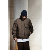 Unisex Coat Diamond Lattice Turn-down Collar Coat Cotton Jacket