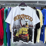 Godspeed T Shirts Racing Wins Scene Printed Cotton Casual Short Sleeves Men and Women