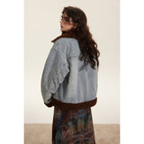 Unisex Coat Lamb Wool Patchwork Denim Jacket