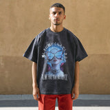 Mens Vintage T Shirt Summer Print Short Sleeve Men