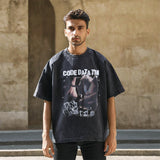 Mens Vintage T Shirt Printed Washed Old Short Sleeves