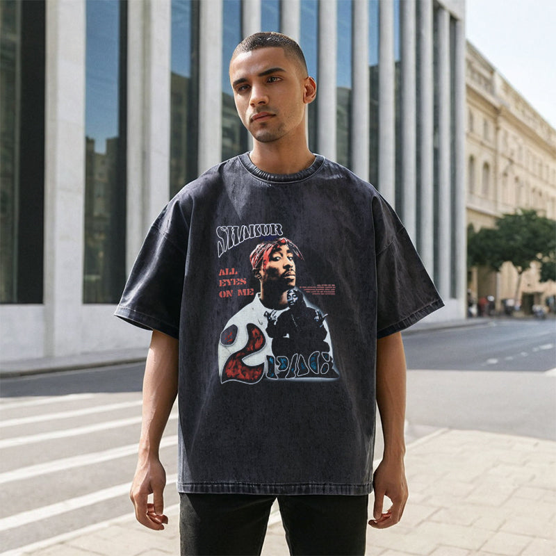 Mens Vintage T Shirt Loose Half Sleeve Casual