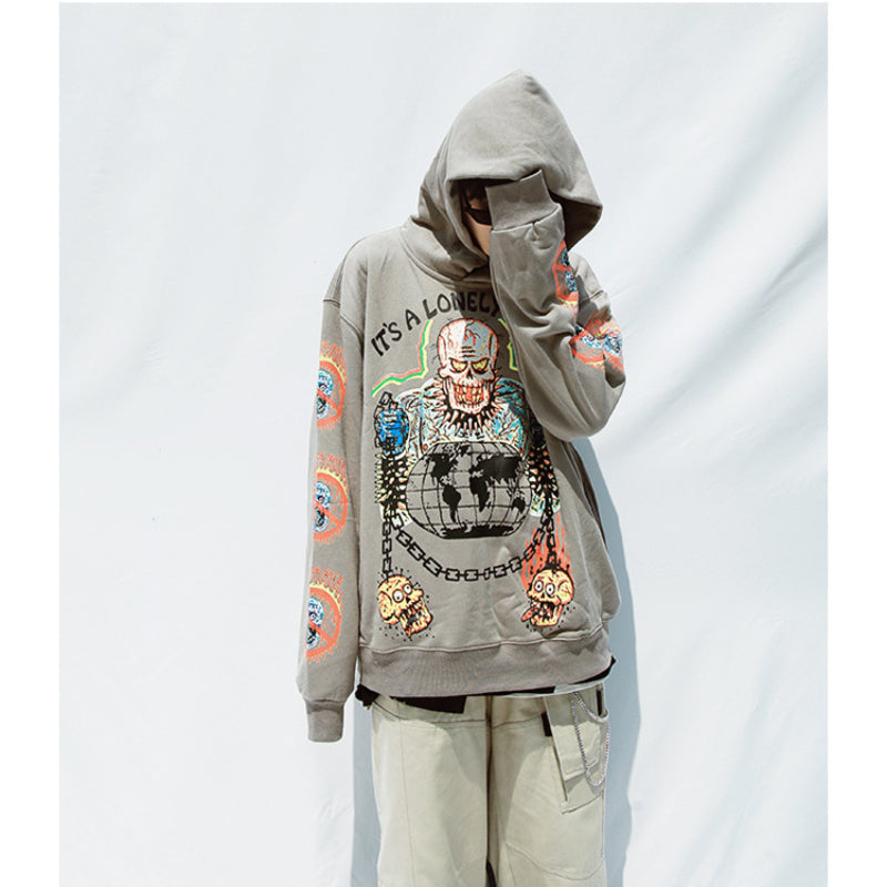 Cactus Flea Market Hoodie Skull Hip Hop Graffiti Hoodie Coat