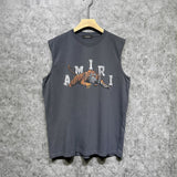 Amiri tank top bone fracture tiger print