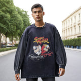 Mens Vintage Long Sleeve Shirt Street Print Long Sleeve T-Shirt