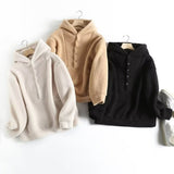 Women Hoodie Imitation Lamb Wool Idle Style Loose