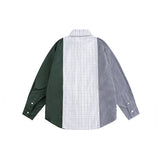 Unisex Shirt Stitching Plaid Loose Casual