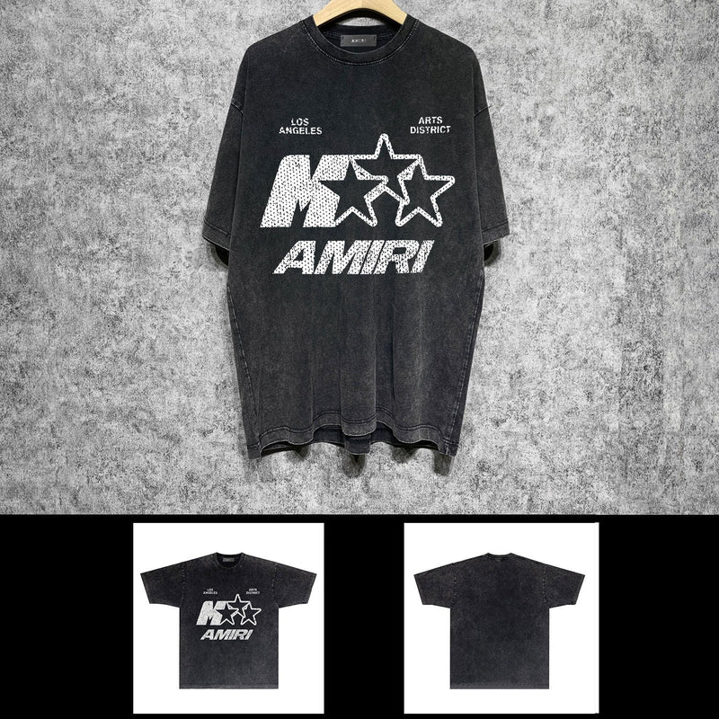 Amiri washed t-shirt spotted five-pointed star short sleeves