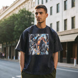 Mens Vintage T Shirt Printed Washed Old Short Sleeves