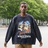 Mens Vintage Long Sleeve Shirt Cartoon Print Long Sleeve