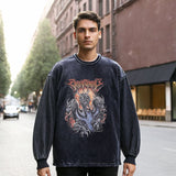 Mens Vintage Long Sleeve Shirt Street Print Long Sleeve T-Shirt
