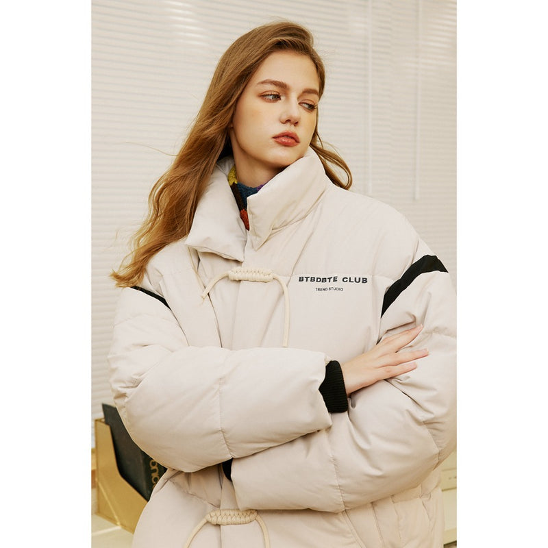 Unisex Coat Cotton-Padded Jacket Graceful Stand Collar Coat