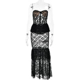 Women Dress Lace See-through Hot Girl Dress