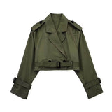 Women Trench Coat Belt Casual Trench Coat