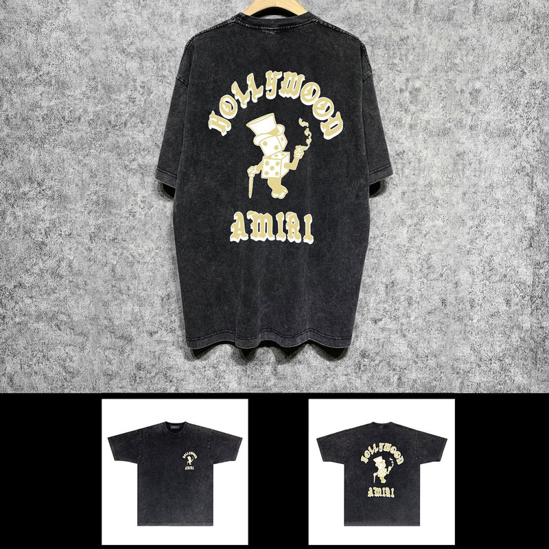 Amiri washed t-shirt dice man printing short sleeves