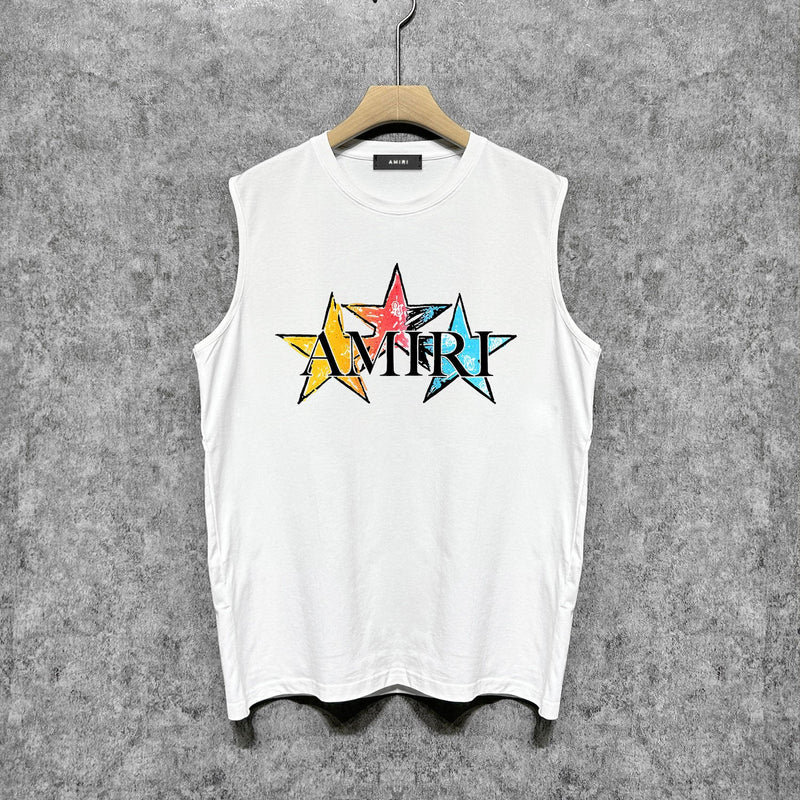 Amiri tank top graffiti five-pointed star letterprinting