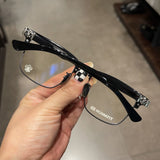 CHH Chrome Hearts Glasses pure titanium semi-square large face men and women retro trendy myopia flat light