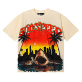 Godspeed T Shirts Urban Coconut Shark Print Cotton Casual Short Sleeve Men and Women