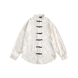 Unisex Shirt Chinese Style Shirt Loose Long Sleeve