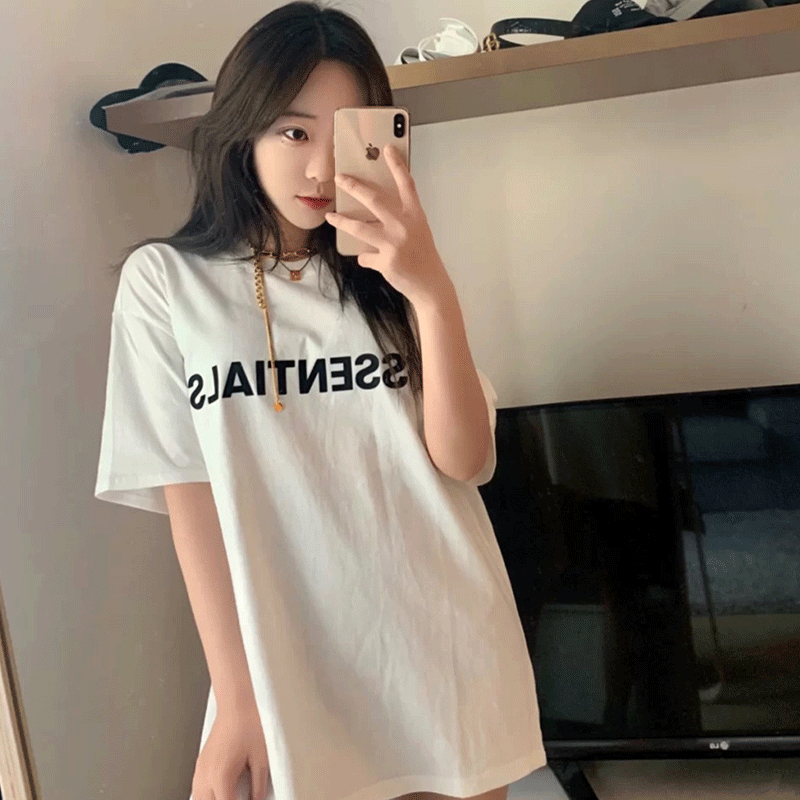 Fog Fear of God Essentials T Shirt Double Line Short Sleeve Letter Drop Shoulder Loose T-shirt