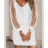 Valentine's Day Dress Sexy Mesh Stitching Long Sleeve Dress
