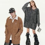 Women Jackets Vintage Distressed Knitted Cardigan Vibe Idle Style