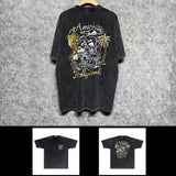 Amiri washed t-shirt hollywood golden dragon printing short sleeve