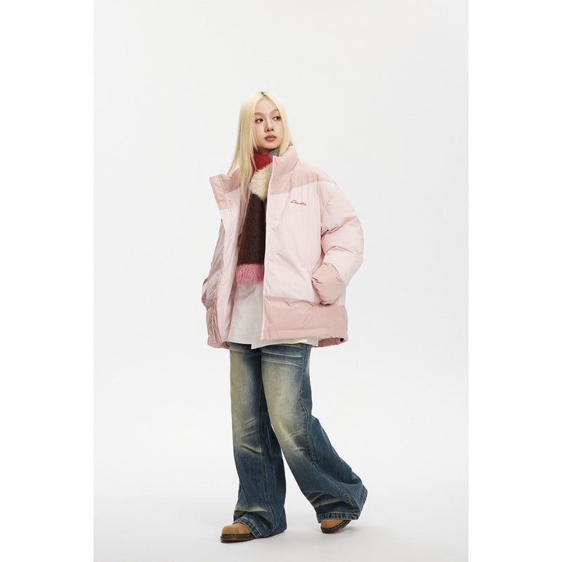 Unisex Coat Loose Thick Stand Collar Winter Cotton Dress