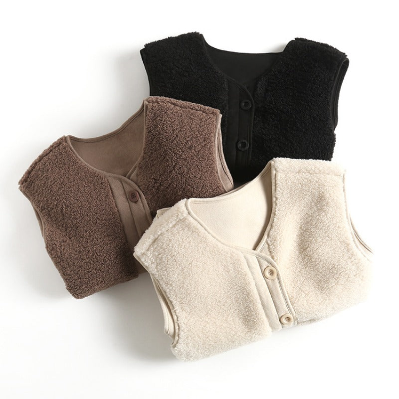 Women Vest Lambswool Casual Multicolor