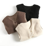 Women Vest Lambswool Casual Multicolor