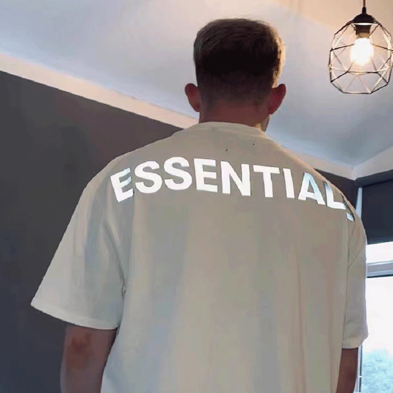 Fog Fear of God Essentials T Shirt Double Line Short Sleeve Reflective Letter Loose Couple T-shirt