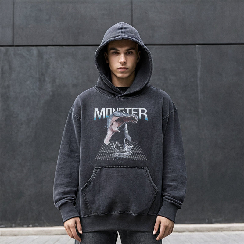 Mens Vintage Hoodie Sweater Loose Hooded