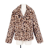 Women Fur Jacket Fashion Leopard Print Plush Coat