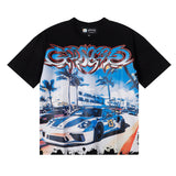 Godspeed T Shirts Supercar Beach Road Print Cotton Casual Short Sleeves Men and Women