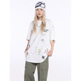 Unisex T-Shirts GALLERY DEPT Hand Painted Ink Splashing Graffiti Loose Tee