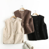 Women Vest Lambswool Casual Multicolor