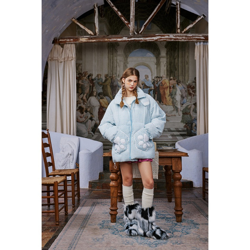 Unisex Coat Cute Hand-Shaped Brush Pocket Cotton Padded Jacket Thickened