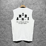 Amiri tank top bone white bone crack letterprinting
