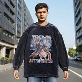 Mens Vintage Long Sleeve Shirt Loose Long Sleeve Cotton