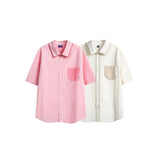 Unisex Shirt Summer Loose Stitching Pink