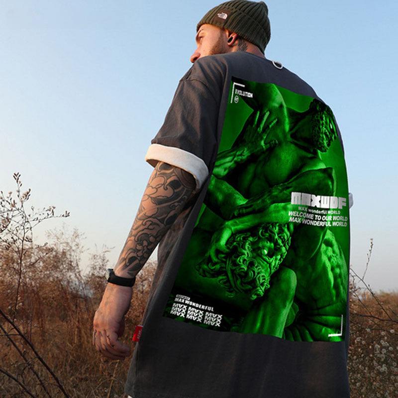Men T-Shirt Hip Hop Summer Loose