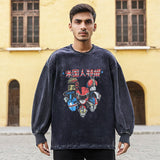 Mens Vintage Long Sleeve Shirt Vintage Wash Long Sleeve T-Shirt