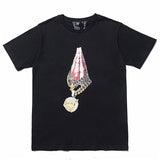 Vlone T Shirts Palm Necklace Large V Printed High Street Men's and Women's Short-Sleeved T-shirt